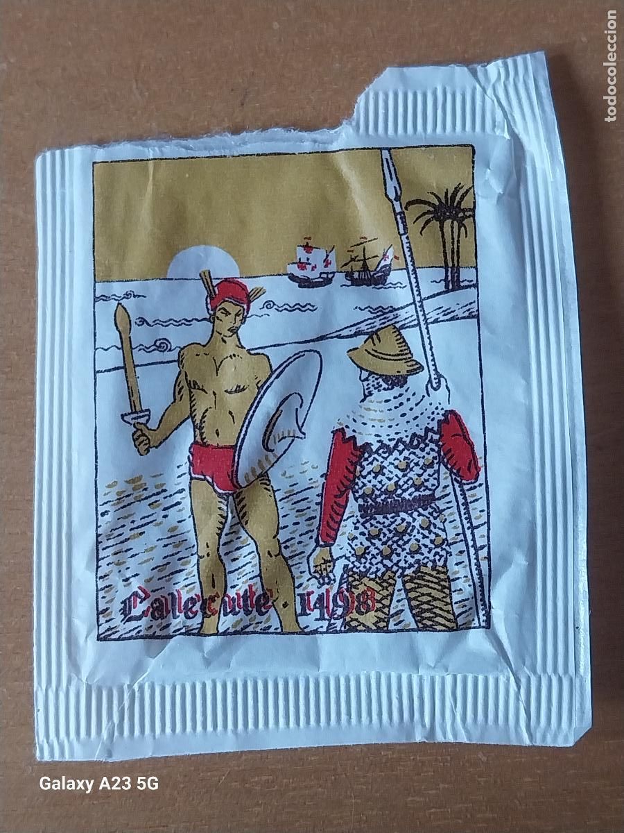 Bustine di zucchero di collezione: SIDUL 500 A&Ntilde;OS DESCUBRIMIENTOS PORTUGESES CALECUTE 1498 SOBRE AZUCAR VAC&Iacute;O PORTUGAL 6.8X5.4CMS