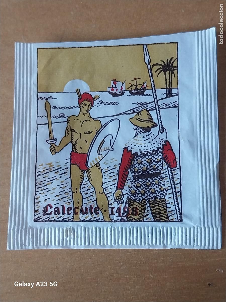 Bustine di zucchero di collezione: SIDUL 500 A&Ntilde;OS DESCUBRIMIENTOS PORTUGESES CALECUTE 1498 SOBRE AZUCAR VAC&Iacute;O PORTUGAL 6X5.4CMS