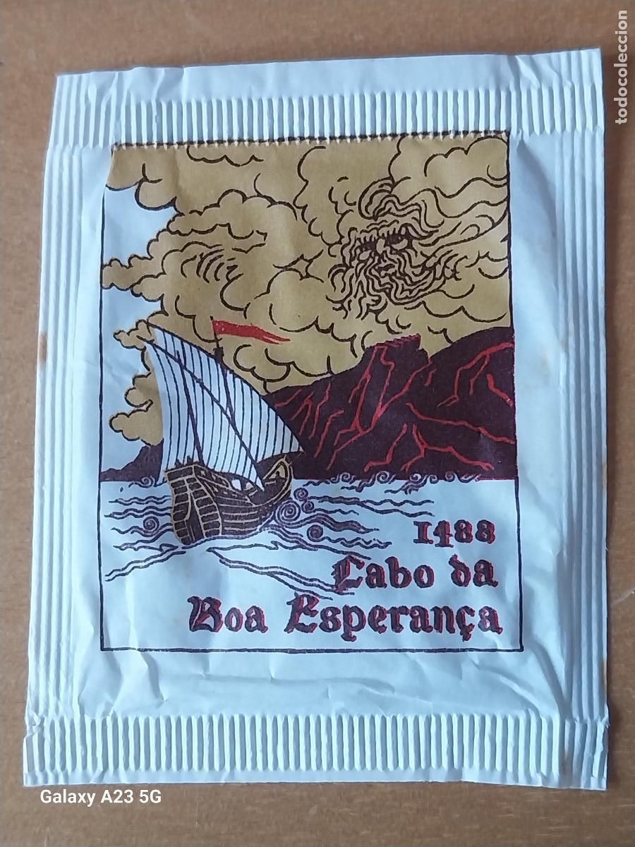 Bustine di zucchero di collezione: SORES 500 A&Ntilde;OS DESCUBRIMIENTOS PORTUGESES CABO ESPERANZA 1488 SOBRE AZUCAR VAC&Iacute;O PORTUGAL 7X5.4CMS