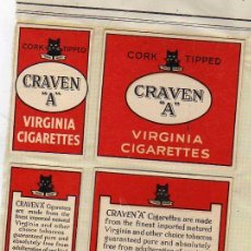 Paquetes de tabaco: FRONTALES EN CARTON DE PAQUETE DE CIGARRILLOS. VIRGINIA CORK TIPPED. LONDON. GATO.