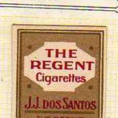 Paquetes de tabaco: FRONTALES EN CARTON , CIGARRILLOS. THE REGENT. J.J. DOS SANTOS. LAS PALMAS. CANARIAS.