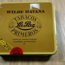 Paquetes de tabaco: CAJA METÁLICA TABACOS PRIMEROS LA PAZ. TAMAÑO 13X13 CM. Lote 46567002