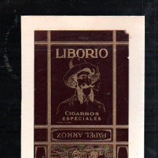 Paquetes de tabaco: 1920.MARQUILLA DE TABACO. LIBORIO. PAPEL ARROZ. ESPECIALES. MATANZAS, CUBA.