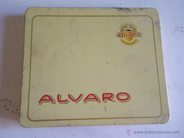 Paquetes de tabaco: VIEJA CAJA DE LATA DE TABACO ALVARO - Foto 1