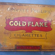 Paquetes de tabaco: ANTIGUA CAJA METALICA TABACO - GODGREY PHILLIPS , GOLD FLAKE CIGARRETES - MONEY DEW