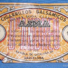 Paquetes de tabaco: ANTIGUO PAPEL DE TABACO CIGARRILLOS BALSAMICOS ASMA DR,ANDREU. Lote 57353203