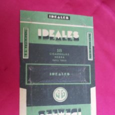 Paquetes de tabaco: IDEALES. 18 CIGARILLOS HEBRA. PAPEL TRIGO. TABACALERA, S. A. 