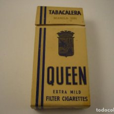 Paquetes de tabaco: QUEEN , TABACALERA. MANILA 1881 . CAJETILLA VACIA DE 20 CIGARETTES