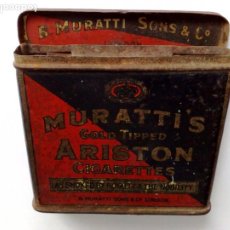 Paquetes de tabaco: ANTIGUA CAJA METÁLICA DE CIGARILLOS ARISTON,GOLD TIPPED DE MURATTI'S SONS&Cº,LONDON. Lote 192702183
