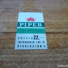 Paquetes de tabaco: ETIQUETA PLASTICO PARA MAQUINA EXPENDEDORA TABACO MARCA PIPPER