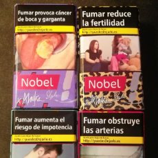 Paquetes de tabaco: (LOTE 6) 4 CAJETILLAS VACIAS NOBEL STYLE BY ALASKA (ABRIL/2021). Lote 274187753