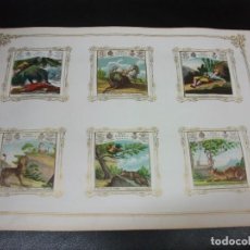 Paquetes de tabaco: LAMINA SIGLO XIX CON 6 MARQUILLAS DE TABACO DE CUBA HABANA C. 1860 CROMO SERIE ANIMALES 2