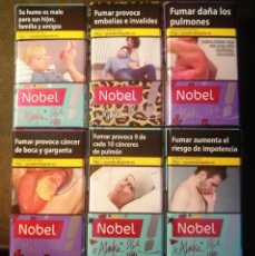 Paquetes de tabaco: LOTE 6 CAJETILLAS VACIAS NOBEL STYLE BY ALASKA (ABRIL/2021). Lote 280714868