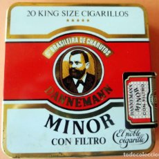 Paquetes de tabaco: CAJA METÁLICA TABACO - DANNEMANN - MINOR. Lote 298244428