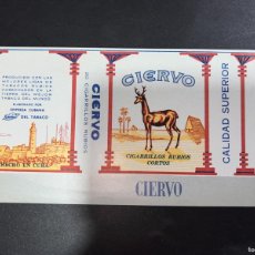 Paquetes de tabaco: PAQUETE DE TABACO. CIERVO. CIGARRILLOS RUBIOS CORTOS. CUBA. MEDIDAS APROX.: 16 X 9 CM