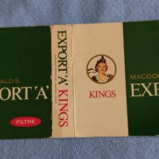 Paquetes de tabaco: ANTIGUO ENVOLTORIO PAQUETE DE TABACO EXPORT'S KINGS MACDONALD'S ORIGINAL