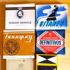 Paquetes de tabaco: LOTE DE 6 PAQUETES DE TABACO INTERNACIONALES VACÍOS AÑOS 70