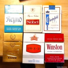 Paquetes de tabaco: LOTE DE 6 PAQUETES DE TABACO VACÍOS AÑOS 70