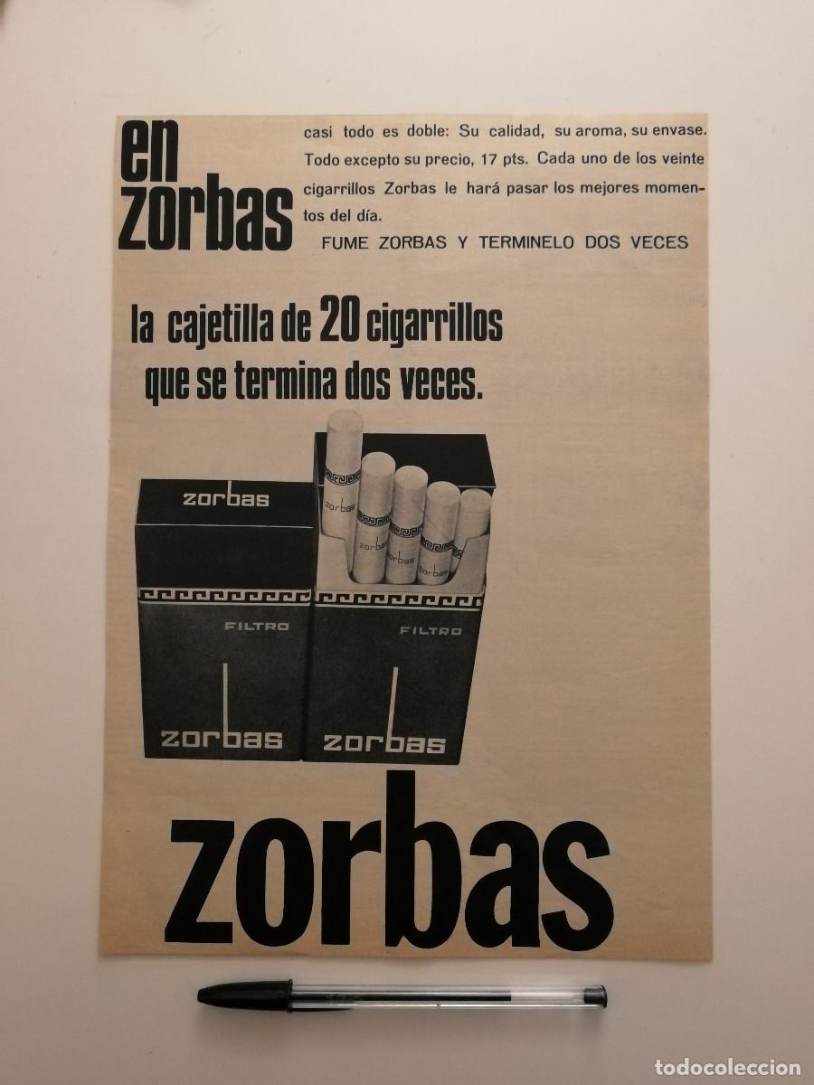 Paquetes de tabaco: ANTIGUO ANUNCIO ENCARTONADO -A4- ZORBAS - TABACO - PUBLICIDAD LAMINA