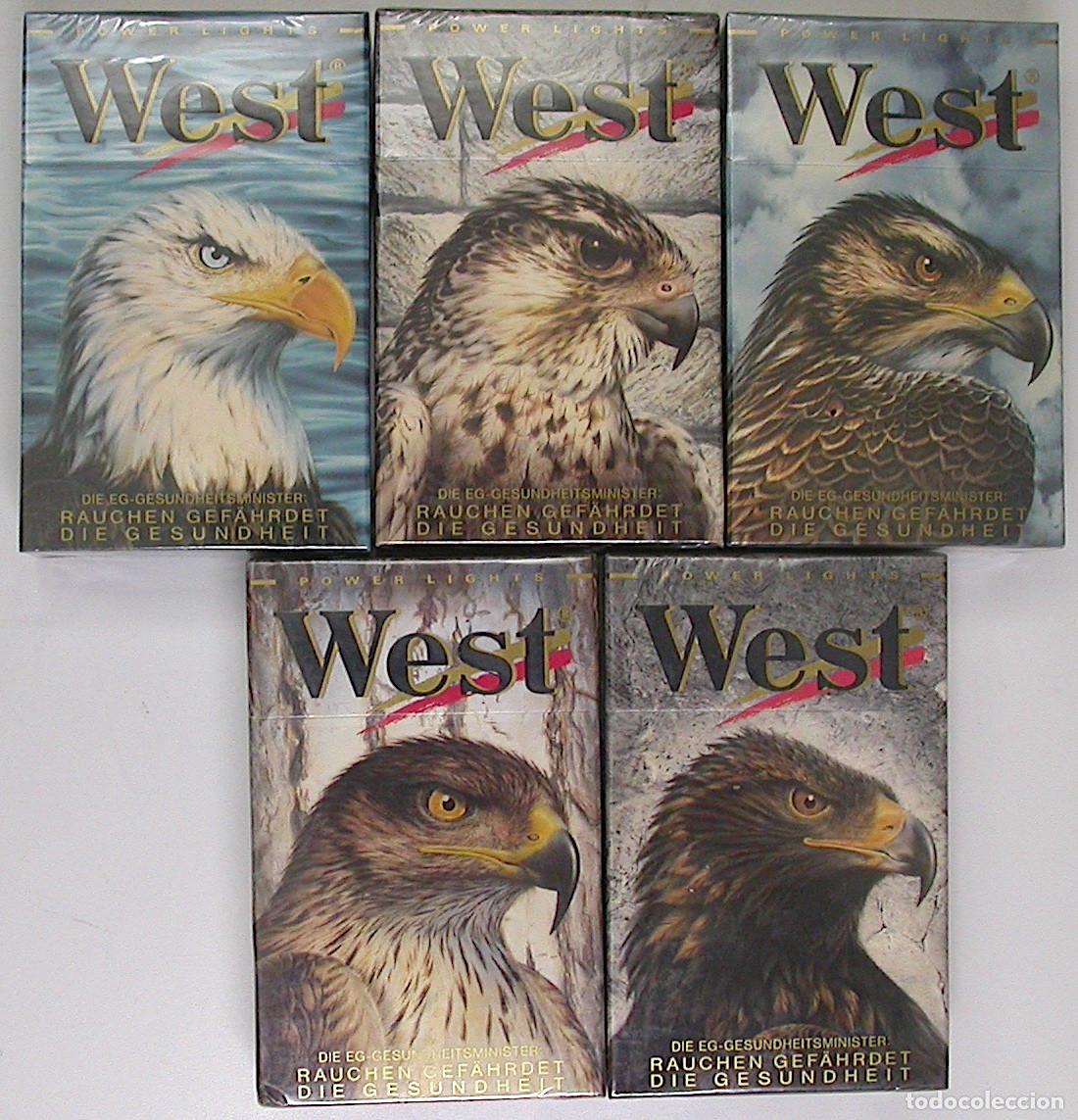 Paquetes de tabaco: West Lights 5 unopened cigarette packs, sealed
