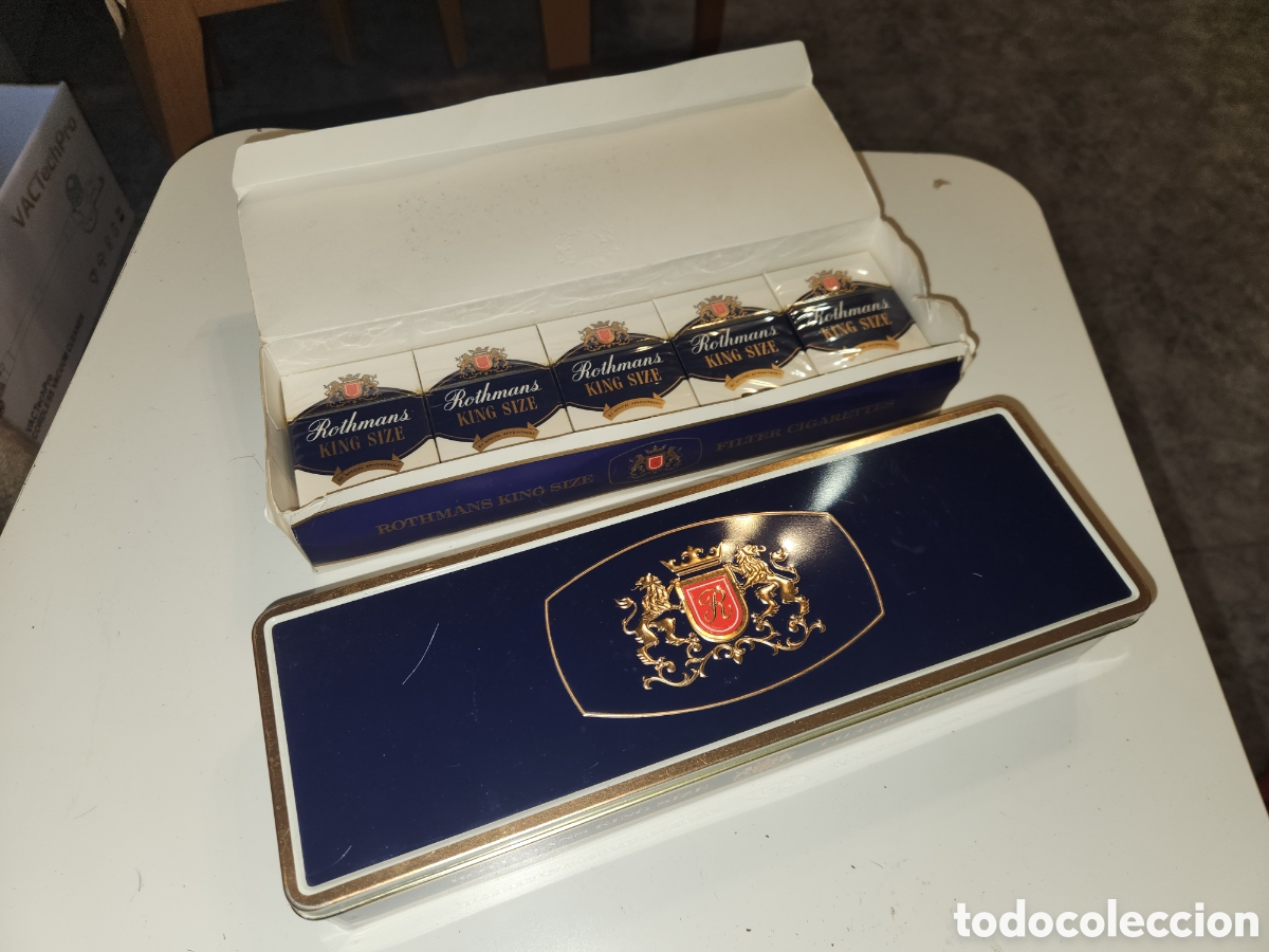 Paquetes de tabaco: 5 PAQUETES DE TABACO ROTHMANS PRECINTADOS, CON CAJA DE CARTON Y LATA.