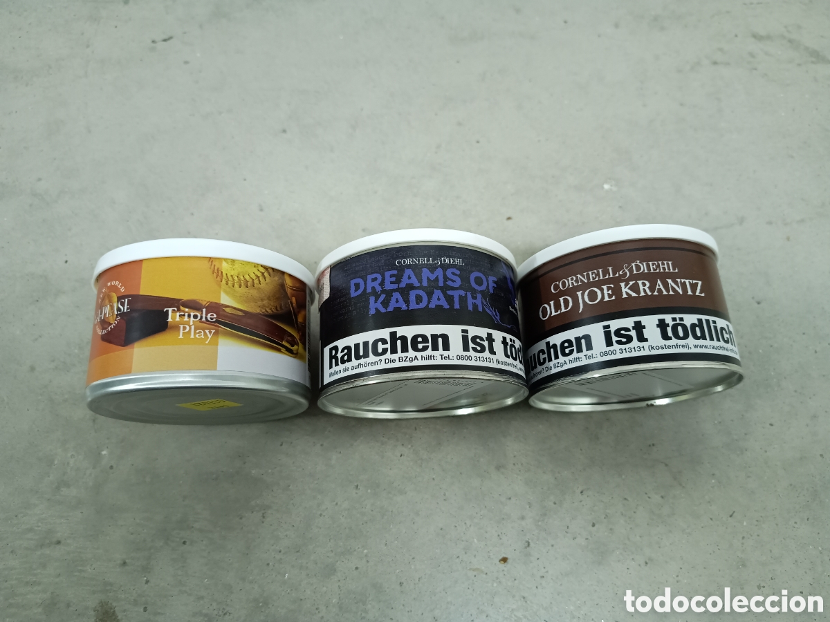 Paquetes de tabaco: 3 CAJAS DE TABACO DE PIPA - CORNELL & DIEHL DREAMS OF KADATH, OLD JOE KRANTZ, G.L. PEASE - VAC&Iacute;AS