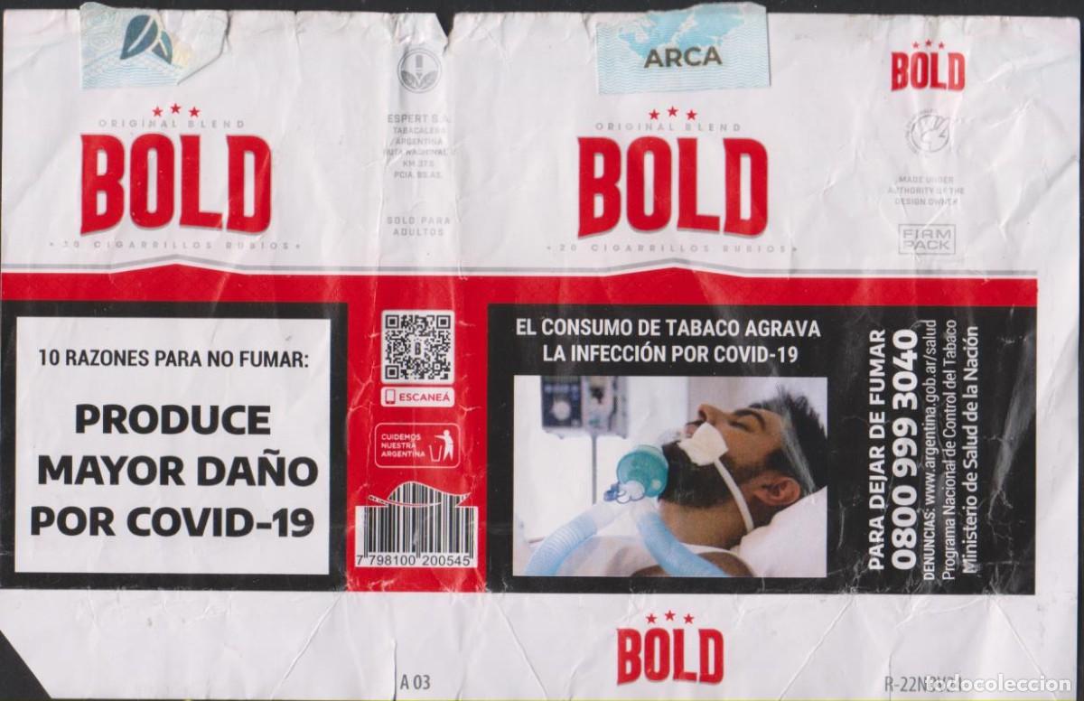 Paquetes de tabaco: envoltorio paquete cigarrillos BOLD ARGENTINA blando papel abierto cigarrettes SOY.YO