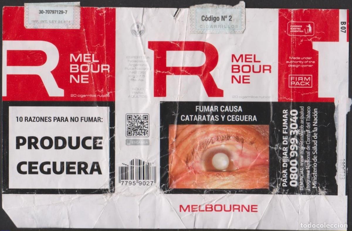 Paquetes de tabaco: envoltorio paquete cigarrillos MELBOURNE ARGENTINA blando papel abierto cigarrettes SOY.YO