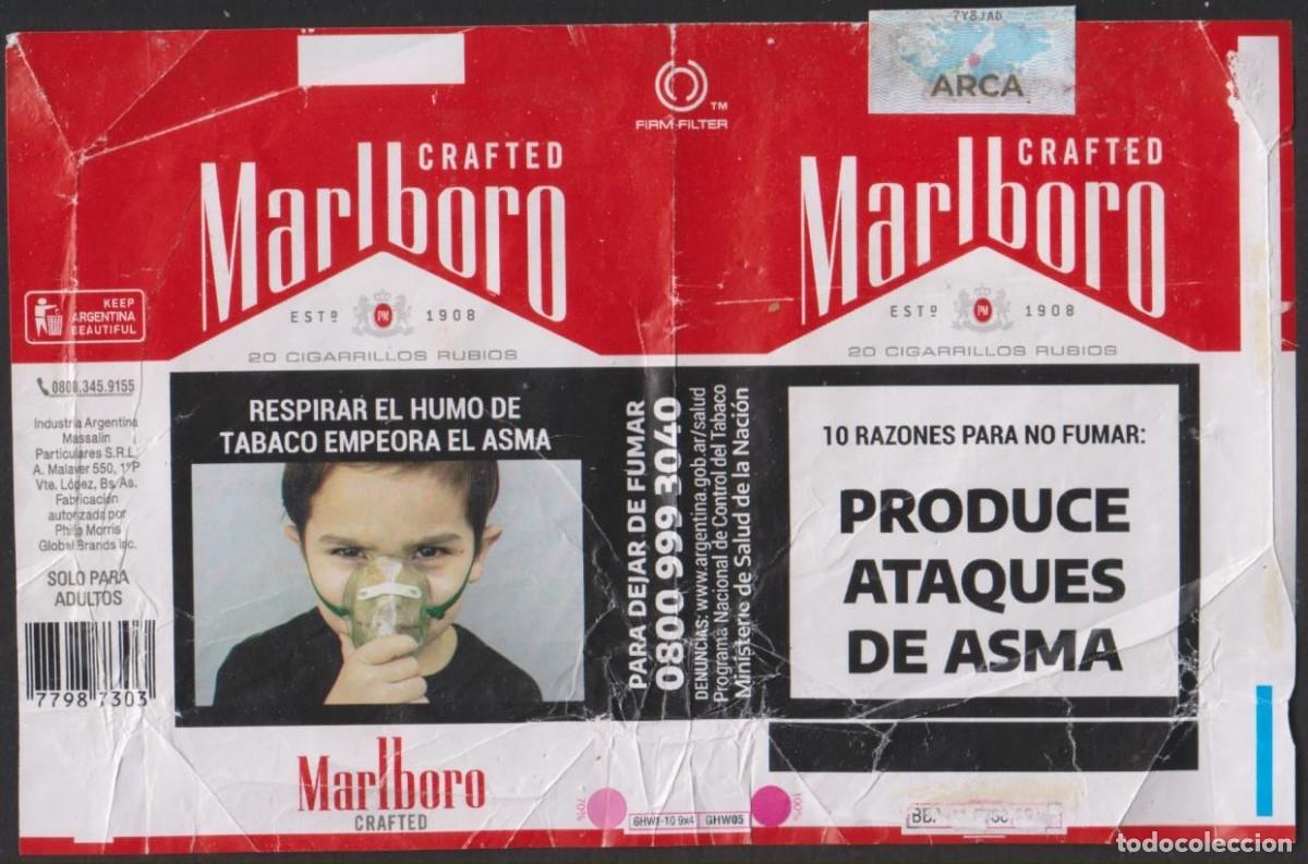 Paquetes de tabaco: envoltorio paquete cigarrillos MARLBORO ARGENTINA blando papel abierto cigarrettes SOY.YO