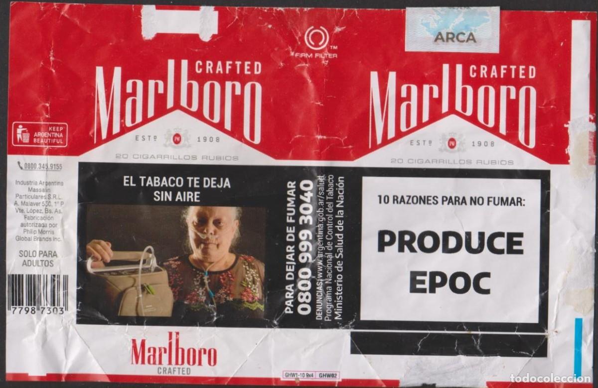 Paquetes de tabaco: envoltorio paquete cigarrillos MARLBORO ARGENTINA blando papel abierto cigarrettes SOY.YO