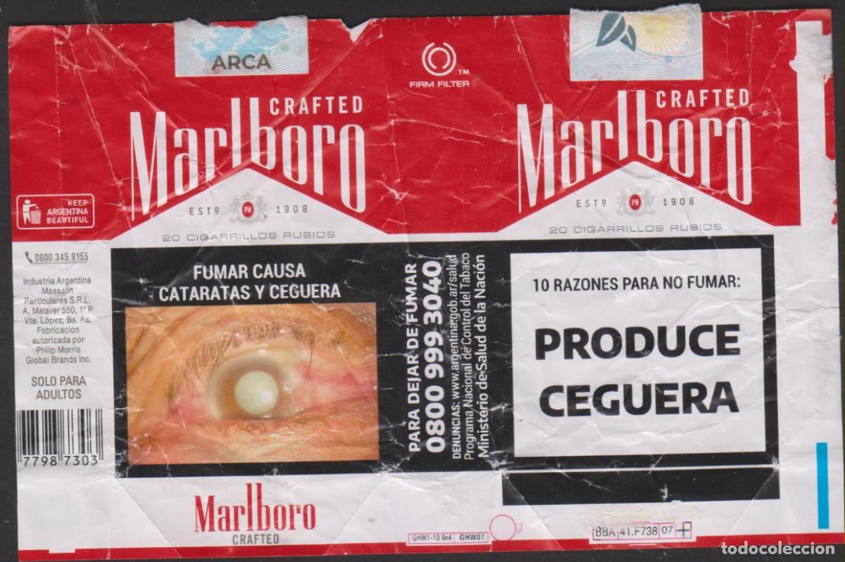 Paquetes de tabaco: envoltorio paquete cigarrillos MARLBORO ARGENTINA blando papel abierto cigarrettes SOY.YO