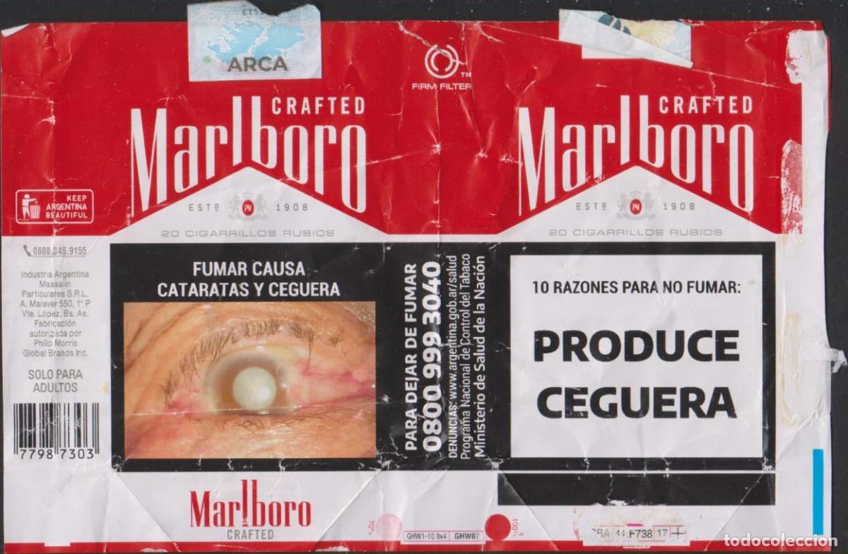 Paquetes de tabaco: envoltorio paquete cigarrillos MARLBORO ARGENTINA blando papel abierto cigarrettes SOY.YO