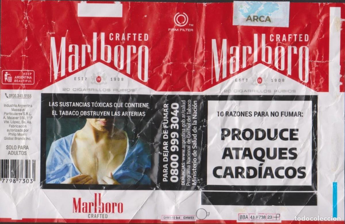 Paquetes de tabaco: envoltorio paquete cigarrillos MARLBORO ARGENTINA blando papel abierto cigarrettes SOY.YO