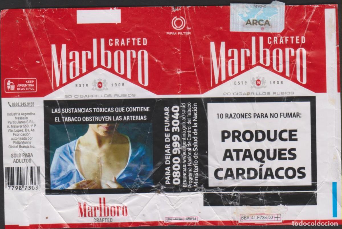Paquetes de tabaco: envoltorio paquete cigarrillos MARLBORO ARGENTINA blando papel abierto cigarrettes SOY.YO