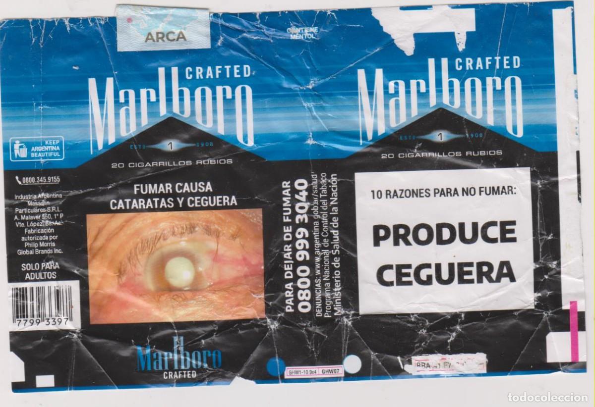 Paquetes de tabaco: envoltorio paquete cigarrillos MARLBORO ARGENTINA blando papel abierto cigarrettes SOY.YO