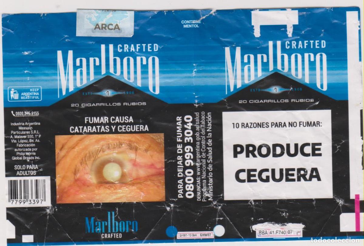 Paquetes de tabaco: envoltorio paquete cigarrillos MARLBORO ARGENTINA blando papel abierto cigarrettes SOY.YO