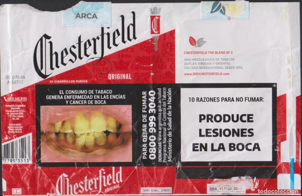 Paquetes de tabaco: envoltorio paquete cigarrillos CHESTERFIELD ARGENTINA blando papel abierto cigarrettes SOY.YO