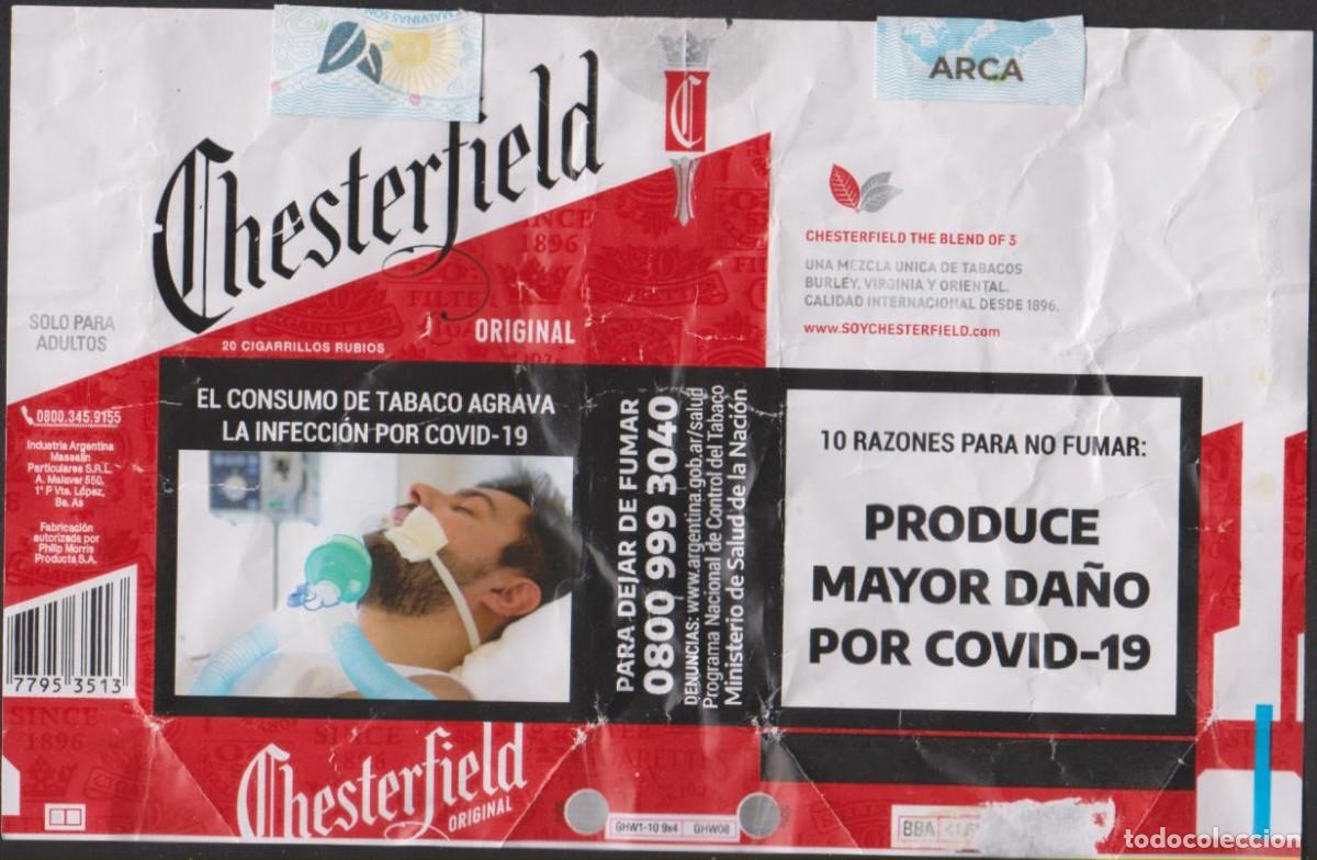 Paquetes de tabaco: envoltorio paquete cigarrillos CHESTERFIELD ARGENTINA blando papel abierto cigarrettes SOY.YO