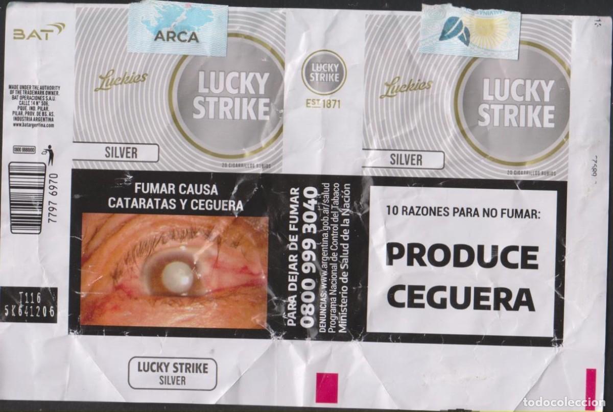 Paquetes de tabaco: envoltorio paquete cigarrillos LUCKY STRIKE ARGENTINA blando papel abierto cigarrettes SOY.YO