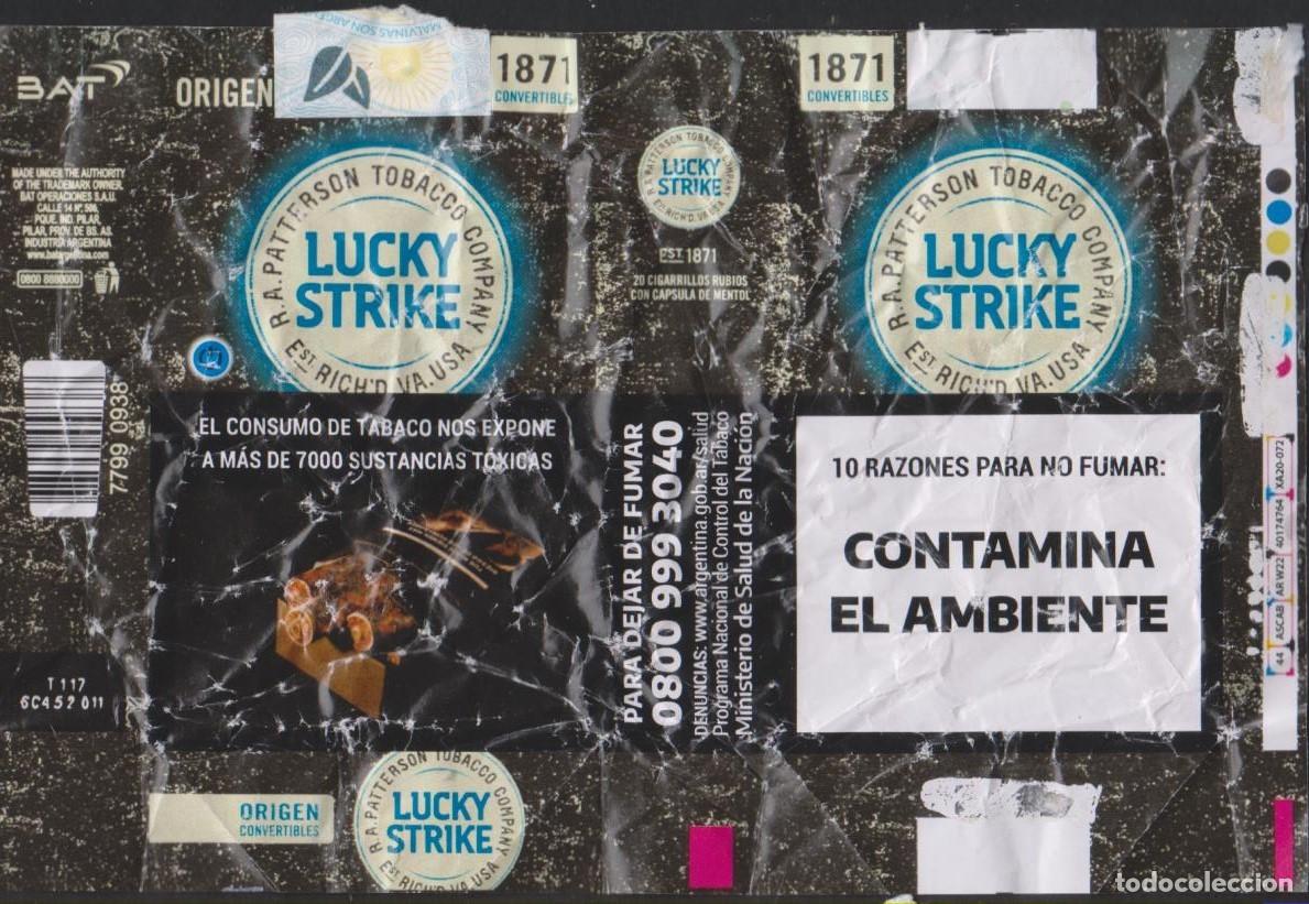 Paquetes de tabaco: envoltorio paquete cigarrillos LUCKY STRIKE ARGENTINA blando papel abierto cigarrettes SOY.YO