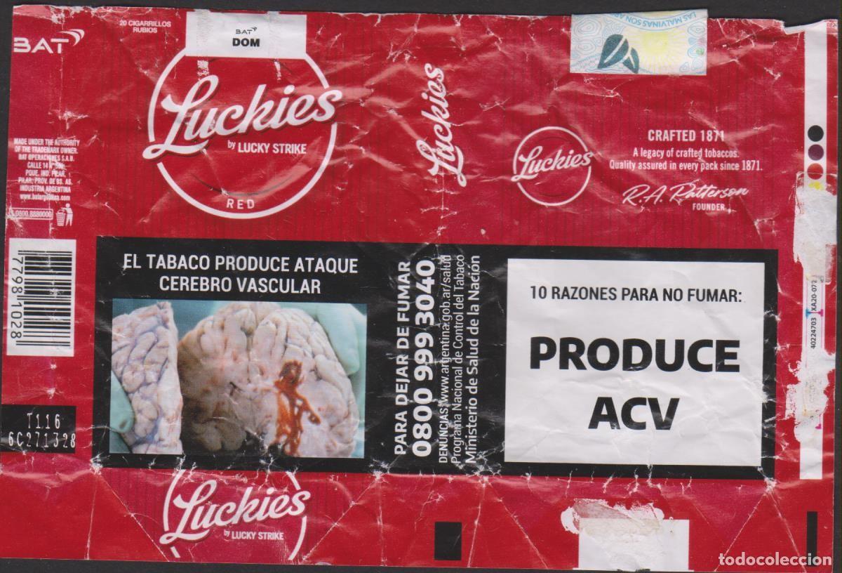 Paquetes de tabaco: envoltorio paquete cigarrillos LUCKY STRIKE ARGENTINA blando papel abierto cigarrettes SOY.YO