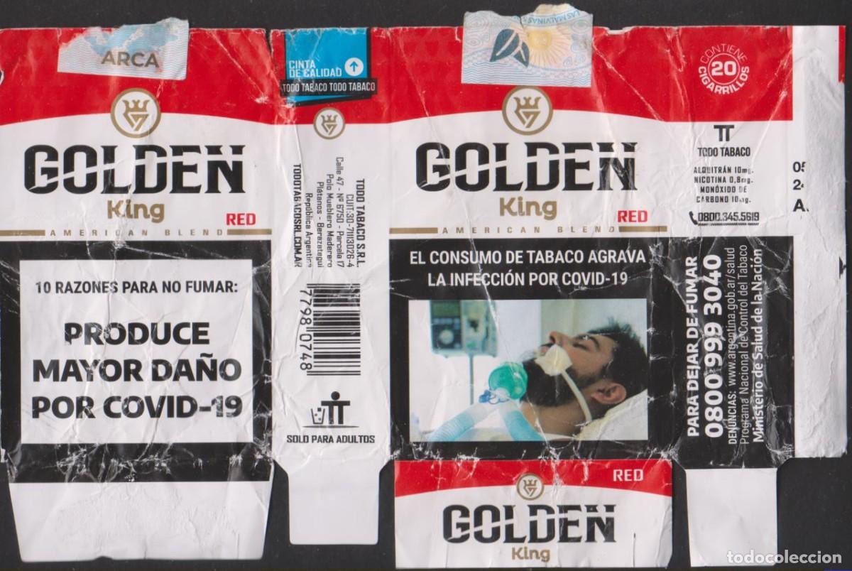 Paquetes de tabaco: envoltorio paquete cigarrillos GOLDEN KING ARGENTINA blando papel abierto cigarrettes SOY.YO