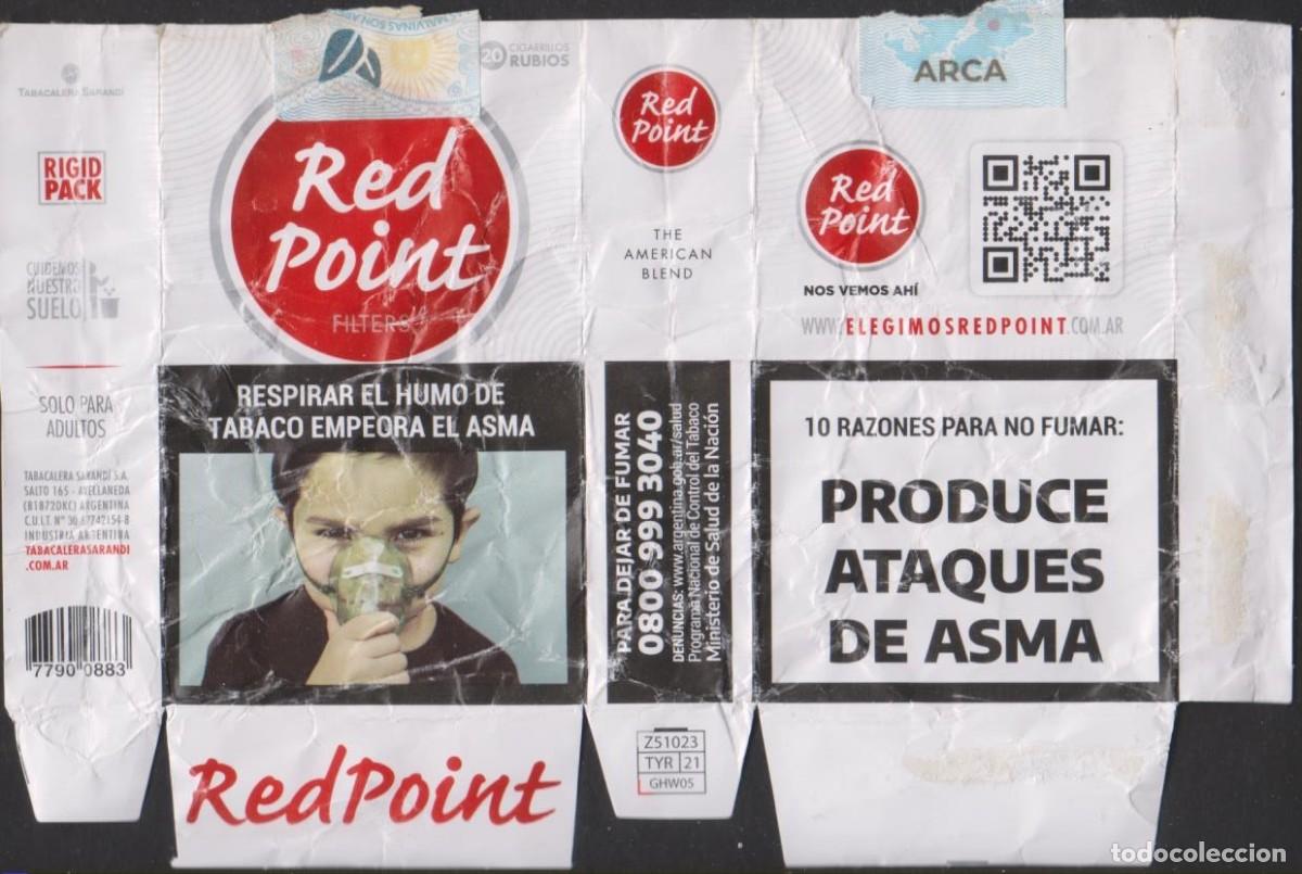Paquetes de tabaco: envoltorio paquete cigarrillos RED POINT ARGENTINA blando papel abierto cigarrettes SOY.YO
