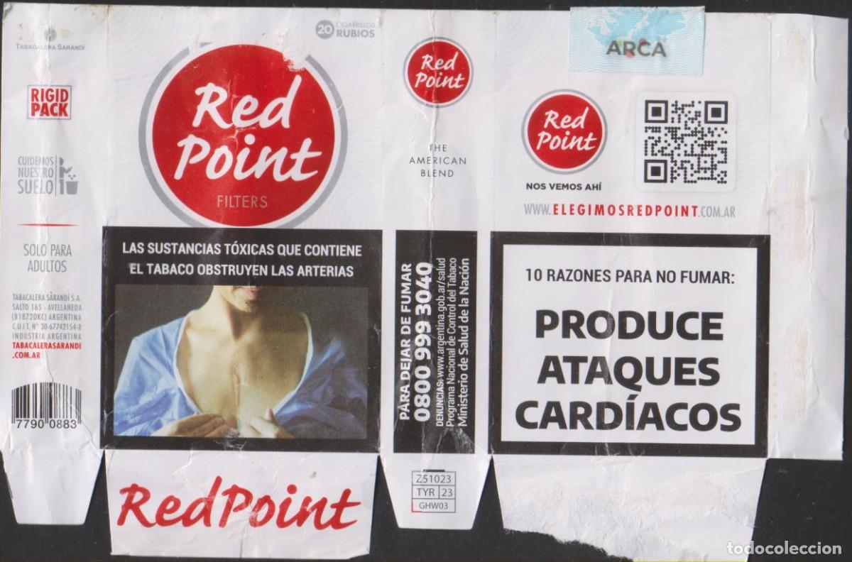 Paquetes de tabaco: envoltorio paquete cigarrillos RED POINT ARGENTINA blando papel abierto cigarrettes SOY.YO