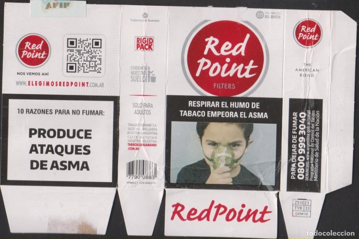 Paquetes de tabaco: envoltorio paquete cigarrillos RED POINT ARGENTINA cart&oacute;n abierto cigarrettes SOY.YO