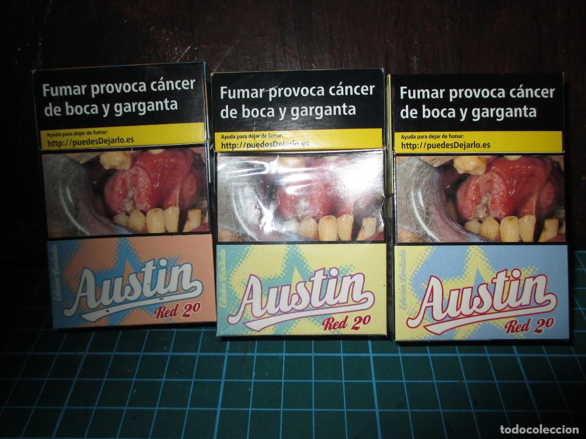 Paquetes de tabaco: 816- Lote 3 Cajetillas Vac&iacute;as Austin Red 20 - Edici&oacute;n Especial de Colores (Tabacofilia)