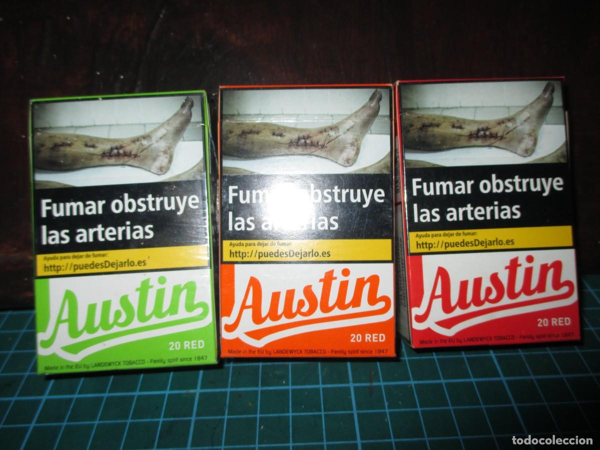 Paquetes de tabaco: 851- Lote 3 Cajas Vac&iacute;as Cigarrillos Austin - Edici&oacute;n Especial Multicolor (Rareza)