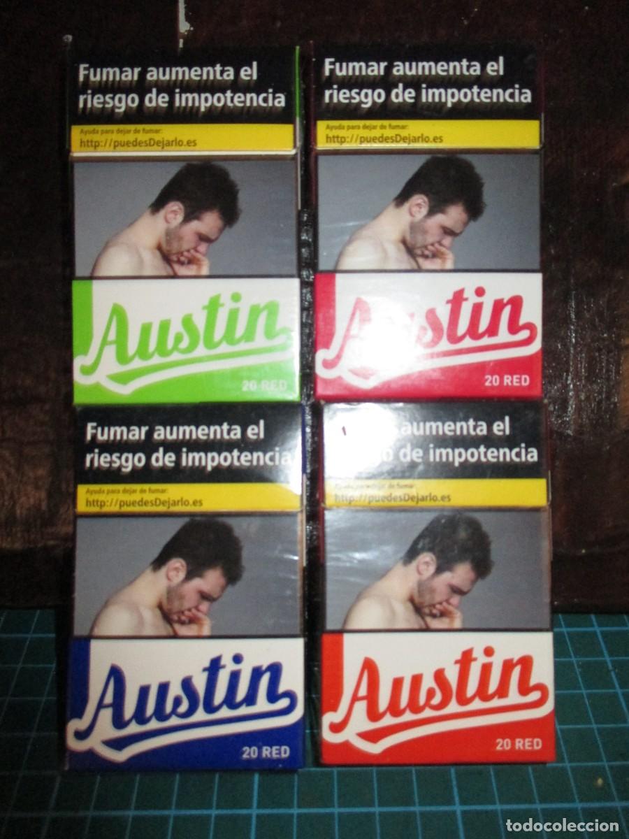 Paquetes de tabaco: 852- Lote 4 Cajetillas Vac&iacute;as Austin - Edici&oacute;n Especial de Colores (Coleccionismo)