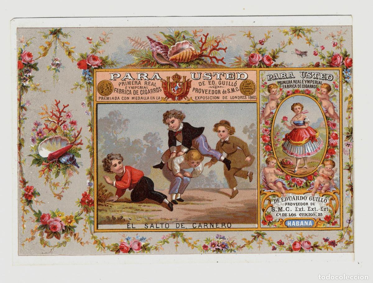 Paquetes de tabaco: MARQUILLA DE TABACO, EL SALTO DEL CARNERO, HABANA, CUBA, s.XIX. 10x14cm.