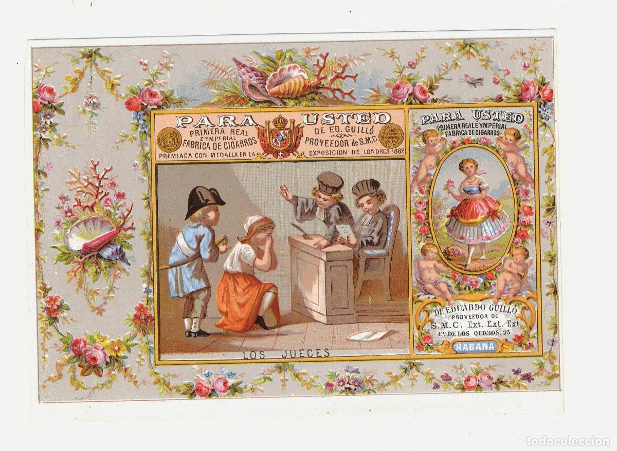 Paquetes de tabaco: MARQUILLA DE TABACO, LOS JUECES, HABANA, CUBA, s.XIX. 10x14cm.